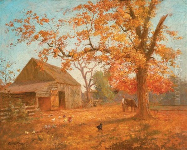 Autumn, New England Homestead, Cheshire, Connecticut Oil Painting by Lyell E. Carr