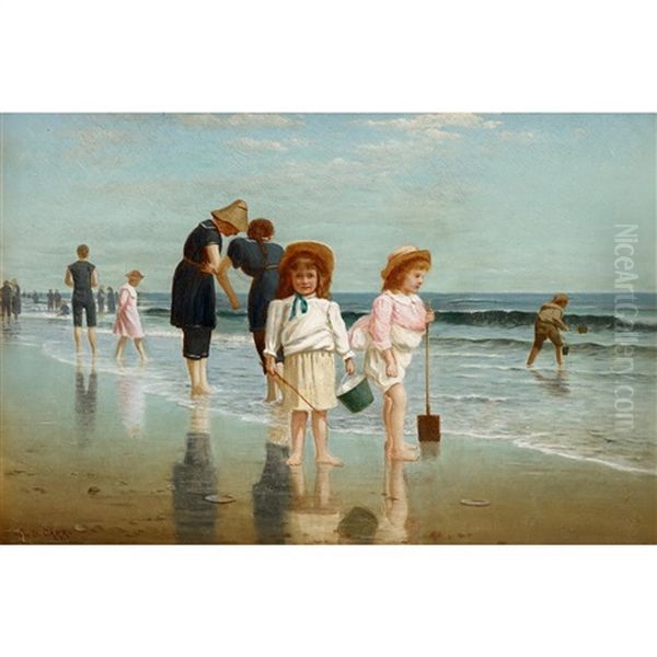 A Day At The Beach Oil Painting by Samuel S. Carr