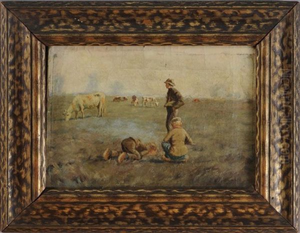 Keeping Warm In The Fields Oil Painting by Samuel S. Carr