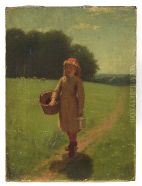 A Girl On The Way To The Market Oil Painting by Samuel S. Carr