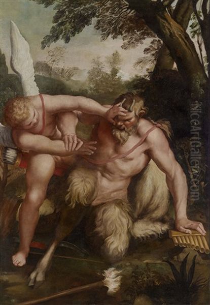 Amor Vincit Omnia Oil Painting by Agostino Carracci