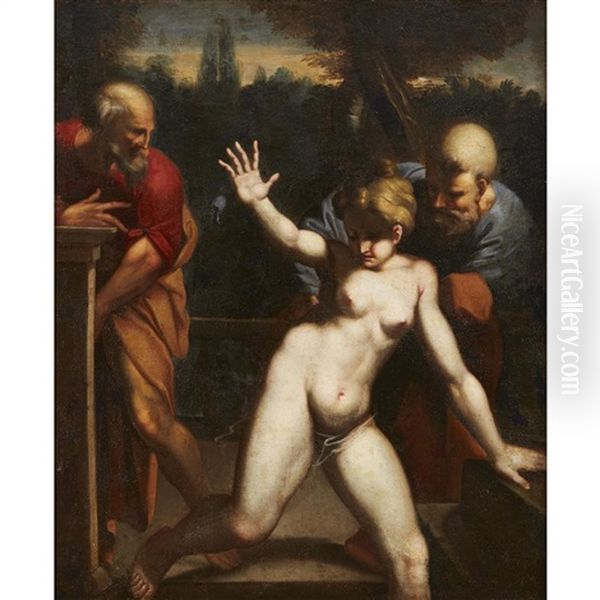 Susanna And The Elders Oil Painting by Agostino Carracci