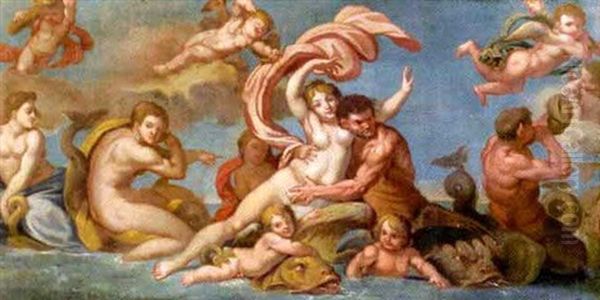 'thetis Und Peleus' Or 'galatea' Or 'venus Und Triton' Oil Painting by Agostino Carracci