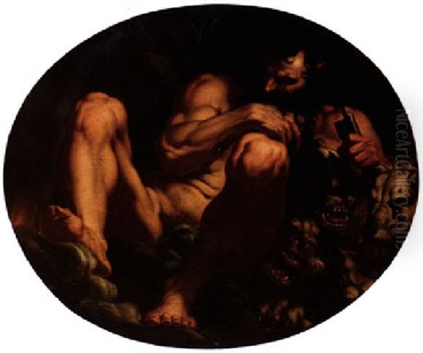 Pluto And Cerberus Oil Painting by Agostino Carracci