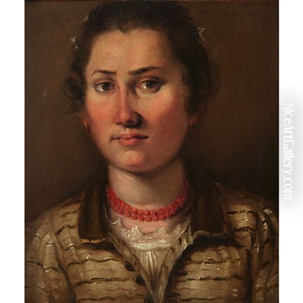 Portrait Of A Lady With A Coral Necklace Oil Painting by Annibale Carracci