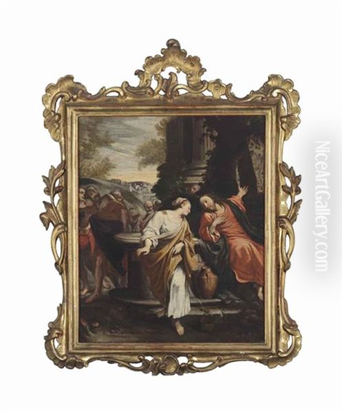 Christ And The Samaritan Woman At The Well Oil Painting by Annibale Carracci