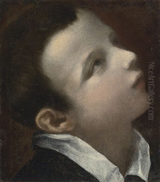 Head Of A Youth, Looking Upwards To The Right Oil Painting by Annibale Carracci