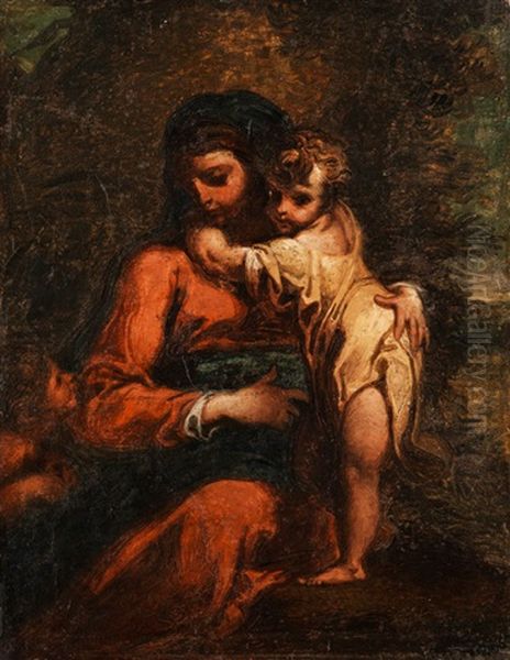 Madonna Mit Kind Und Johannesknaben Oil Painting by Annibale Carracci