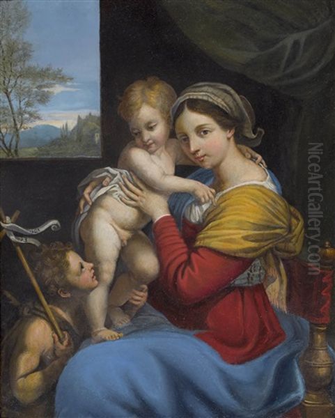 Madonna Mit Jesus Und Johannes Dem Taufer Oil Painting by Annibale Carracci