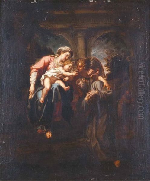 Madonna Con Bambino, San Francesco E Angelo Oil Painting by Annibale Carracci