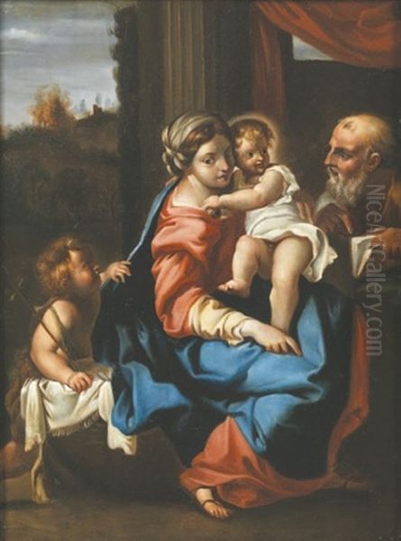 Sainte Famille Avec Saint Jean-baptiste Enfant Oil Painting by Annibale Carracci