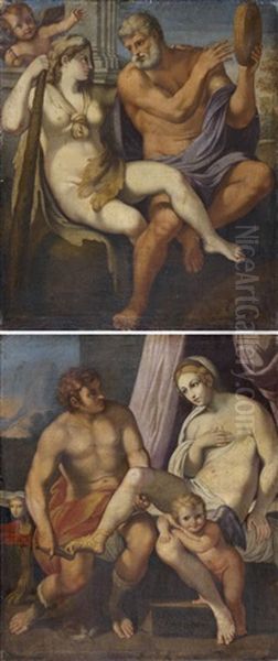 Hercule Et Iole (+ Venus Et Anchise; Pair) Oil Painting by Annibale Carracci