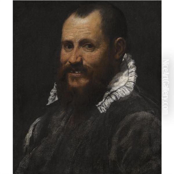 Portrait Of A Man, In A White Collar Oil Painting by Annibale Carracci