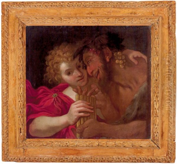 Ein Junger Hirte Mit Einem Satyr, Giovane Pastore Con Satiro Oil Painting by Annibale Carracci