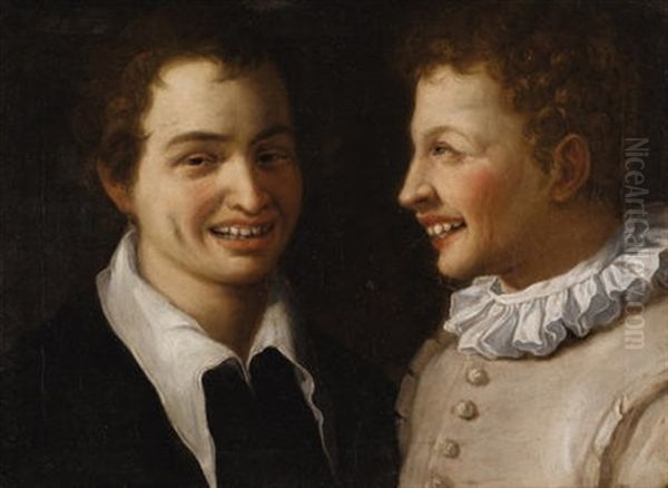 Two Boys, Smiling Oil Painting by Annibale Carracci