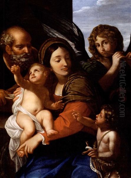 Die Heilige Familie Mit Engel Oil Painting by Annibale Carracci