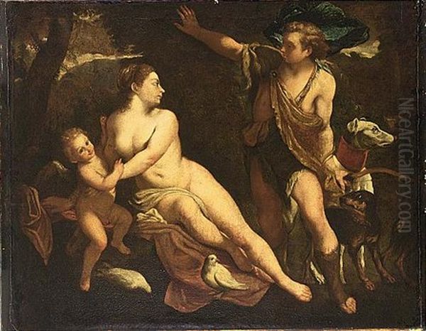 Venus, Adonis And Cupid Oil Painting by Annibale Carracci