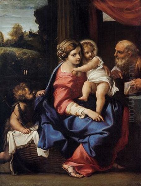 The Holy Family With The Infant Saint John The Baptist (the Montalto Madonna) Oil Painting by Annibale Carracci