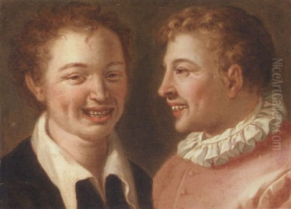 Two Young Men Laughing Oil Painting by Annibale Carracci