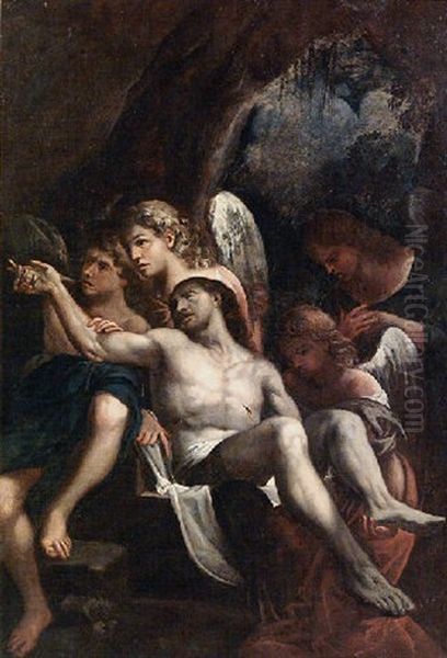 Cristo Deposto Dagli Angeli by Annibale Carracci