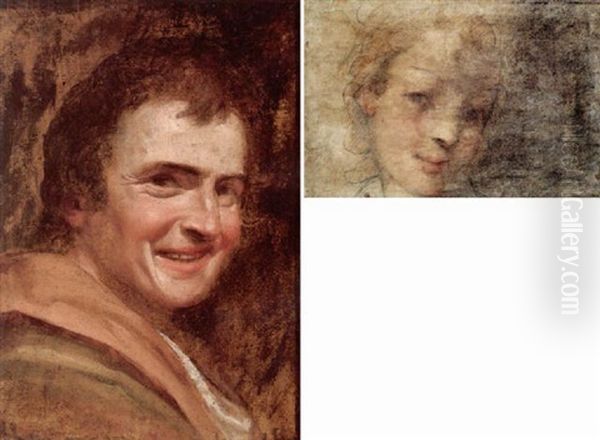 A Smiling Man Oil Painting by Annibale Carracci