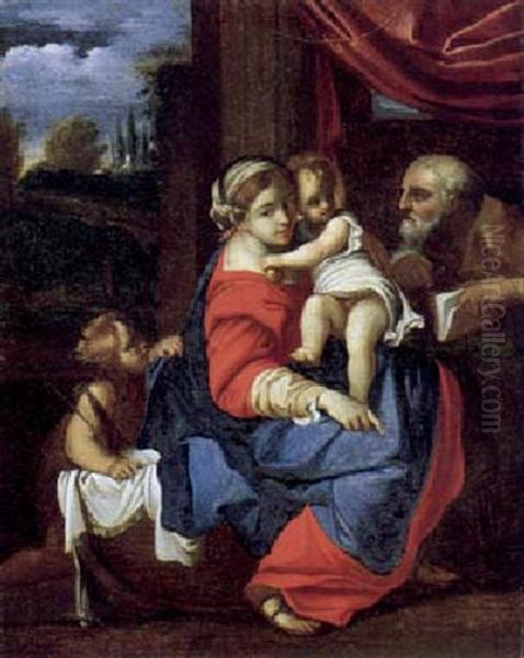 La Sacra Famiglia Con S. Giovannino Oil Painting by Annibale Carracci