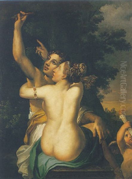 Angelica And Medoro Oil Painting by Annibale Carracci