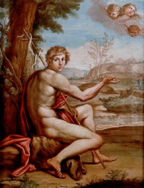 Saint John The Baptist In A Landscape Oil Painting by Annibale Carracci