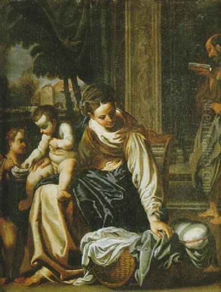 La Sainte Famille Et Le Petit Saint Jean-baptiste Oil Painting by Annibale Carracci