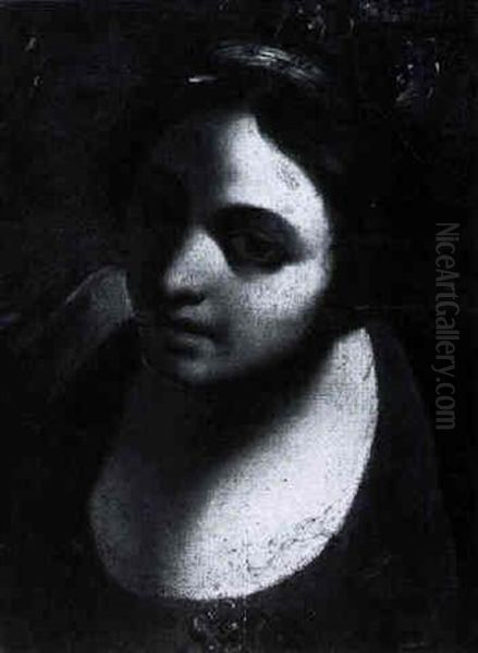 Bust Of A Woman Wearing A Red Dress Oil Painting by Annibale Carracci