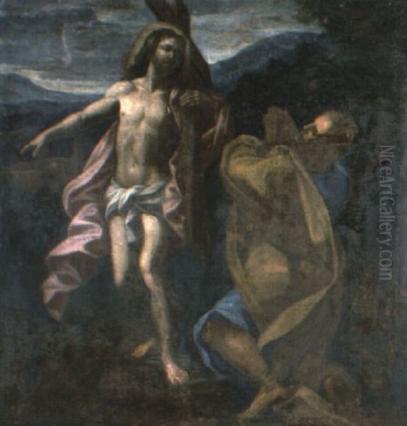 Christ Appearing To St. Peter On The Appian Way Oil Painting by Annibale Carracci