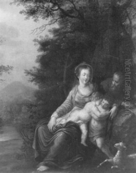 The Rest On The Flight Into Egypt With The Infant Saint John Oil Painting by Annibale Carracci