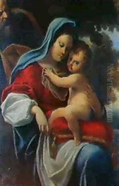 La Madonna Col Bambino, S. Giovannino E S. Giuseppe Oil Painting by Annibale Carracci