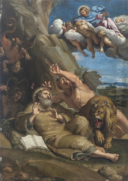 Die Versuchung Des Heiligen Antonius Oil Painting by Antonio Carracci