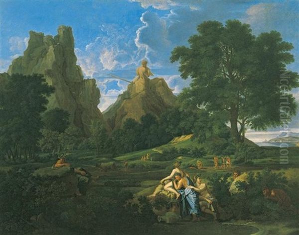 Arkadische Landschaft Mit Nymphen Und Satyrn Oil Painting by Antonio Carracci