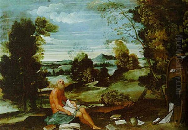 Saint Jerome In The Wilderness Oil Painting by Antonio Carracci