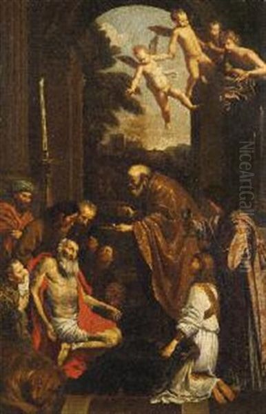 La Comunione Di San Gerolamo Oil Painting by Ludovico Carracci