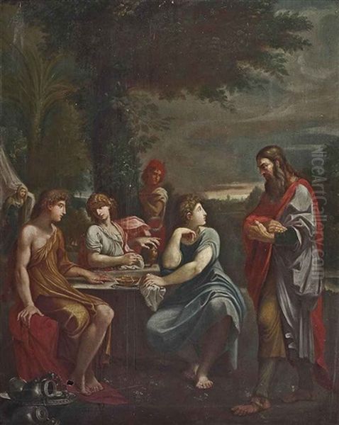 Abraham And The Three Angels Oil Painting by Ludovico Carracci