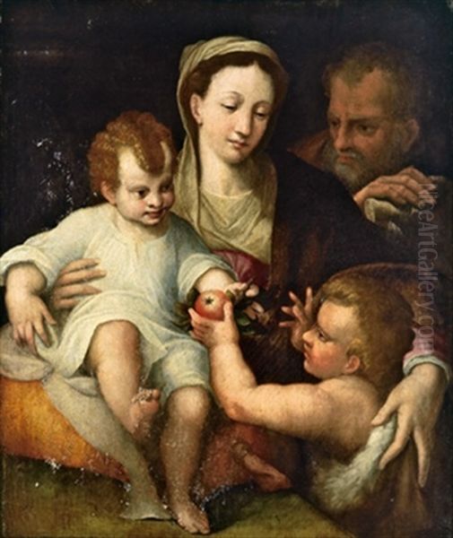 La Sacra Famiglia Con San Giovannino Oil Painting by Ludovico Carracci