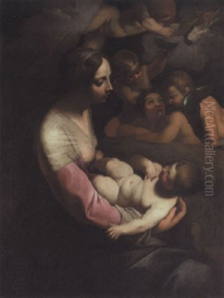 The Madonna And Child With Putti Oil Painting by Ludovico Carracci