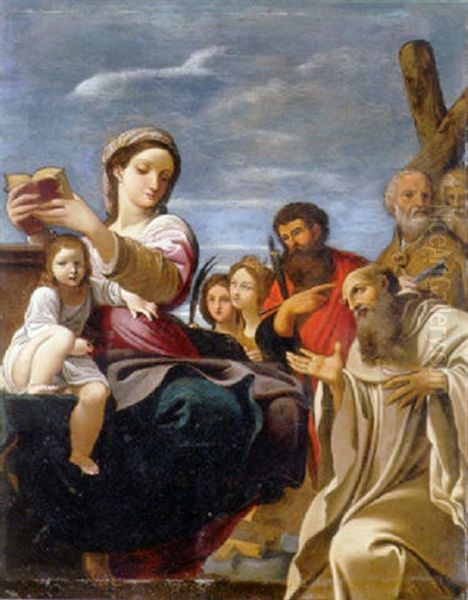 The Madonna And Child With Saints Catherine Of Alexandria, (agnes?), Romauld, Paul, Peter And Andrew Oil Painting by Ludovico Carracci