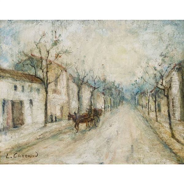 Rue Avec Cheval Et Charrette Oil Painting by Louis-Hilaire Carrand