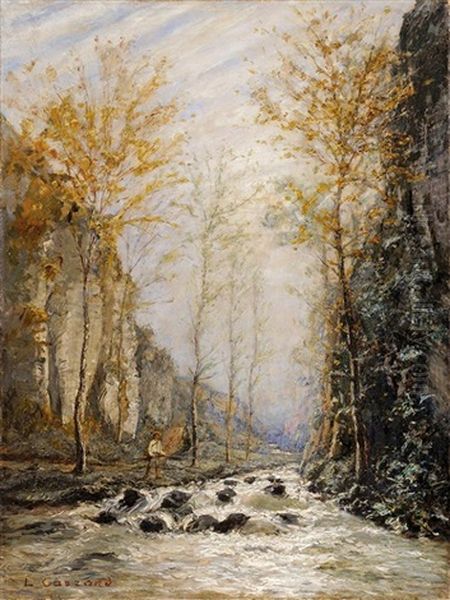 Pecheur Aupres D'un Torrent Oil Painting by Louis-Hilaire Carrand