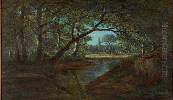 Ruisseau En Sous-bois Oil Painting by Louis-Hilaire Carrand