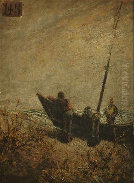 Gestrandetes Boot Oil Painting by Louis-Hilaire Carrand