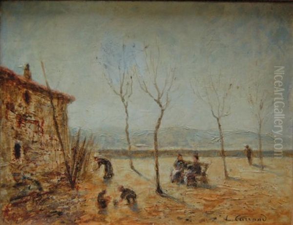 Paysage D'hiver Anime Oil Painting by Louis-Hilaire Carrand