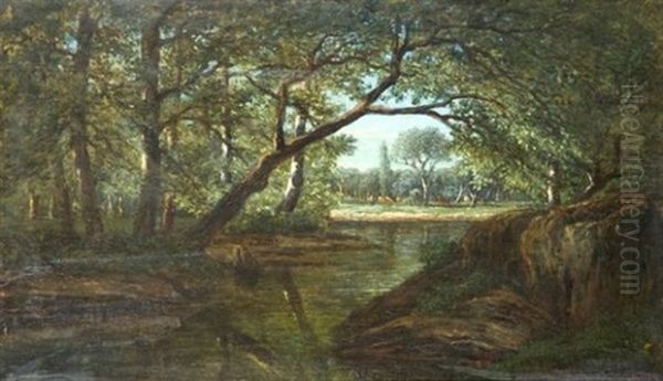 Riviere En Sous-bois Oil Painting by Louis-Hilaire Carrand