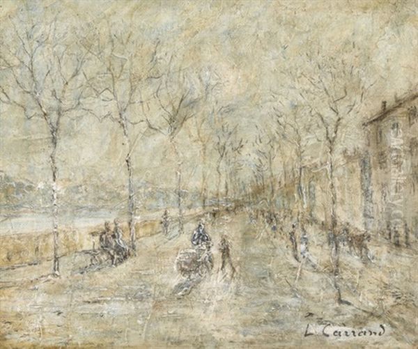 Boulevard In Lyon Mit Figurenstaffage Oil Painting by Louis-Hilaire Carrand