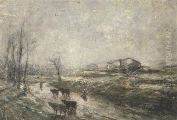 Hiver, Le Retour Du Troupeau Oil Painting by Louis-Hilaire Carrand