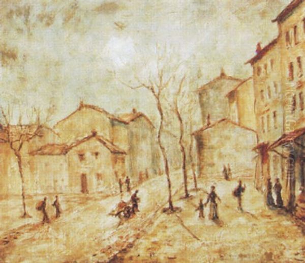 Rue Animee A Lyon Oil Painting by Louis-Hilaire Carrand